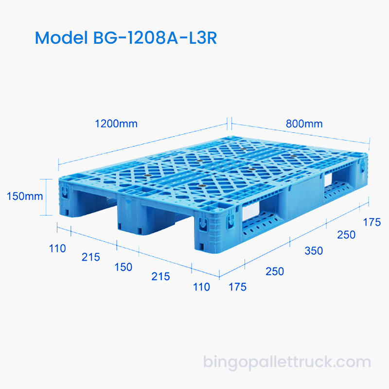 پالت پلاستیکی 1200x800mm Light Duty 3 Runner