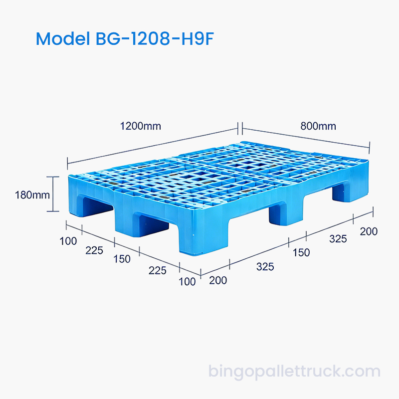 پالت پلاستیکی 9 پایه HDPE 1200x800 میلی متری سنگین برای لجستیک