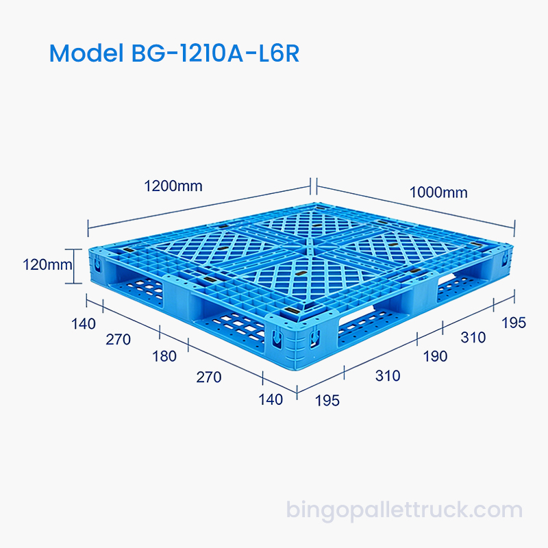 پالت پلاستیکی شش رانر 1200x1000mm برای استفاده لجستیک