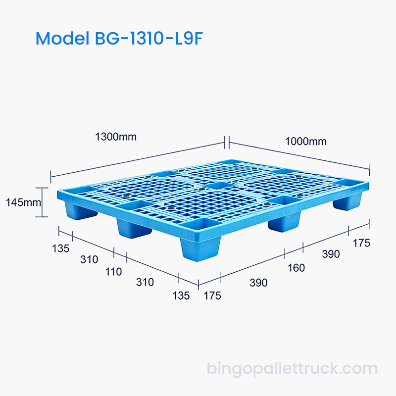 پالت پلاستیکی سبک 9 پایه 1300x1000 میلی متری با استحکام بالا برای لجستیک