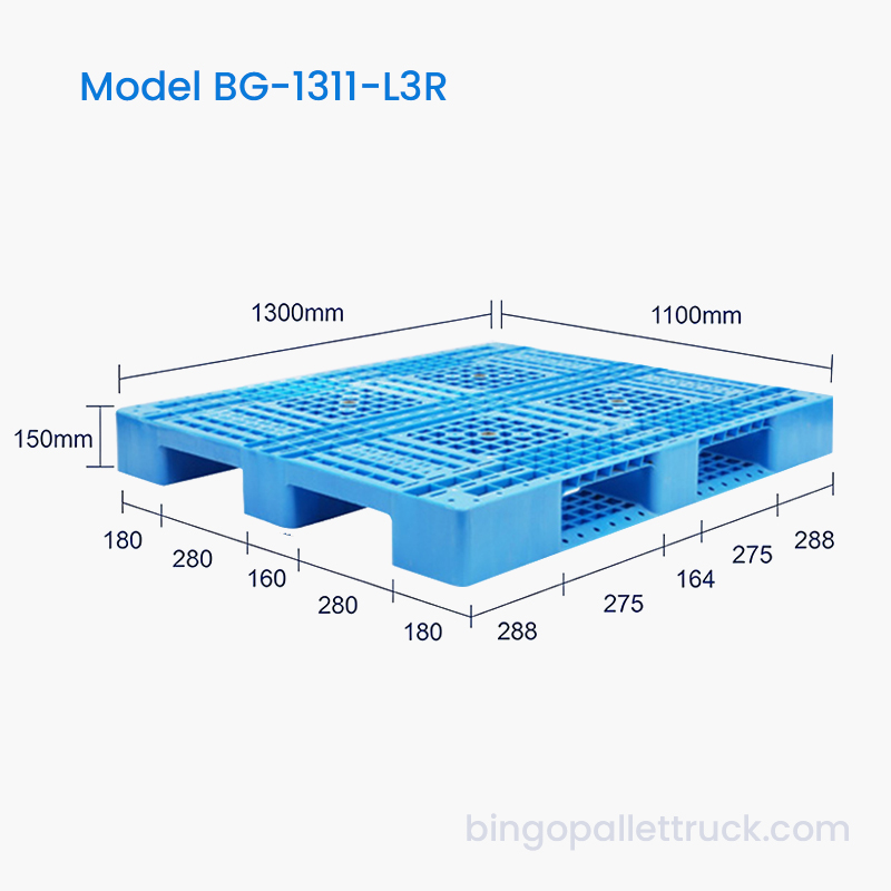 پالت پلاستیکی 1300×1100 میلی متری HDPE 3 رانر