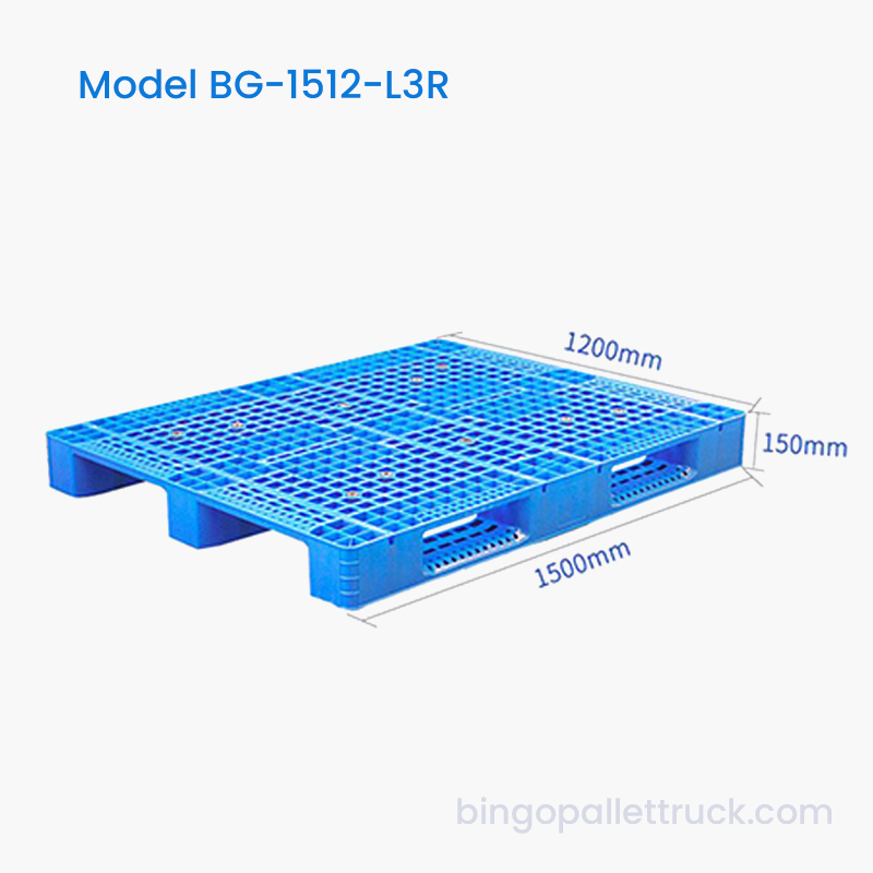 پالت پلاستیکی HDPE 1500×1200 میلی متری 3 رانر برای انبار و لجستیک
