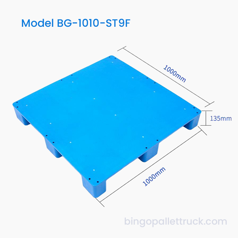 پالت پلاستیکی HDPE 9 پایه تخت 1000x1000mm