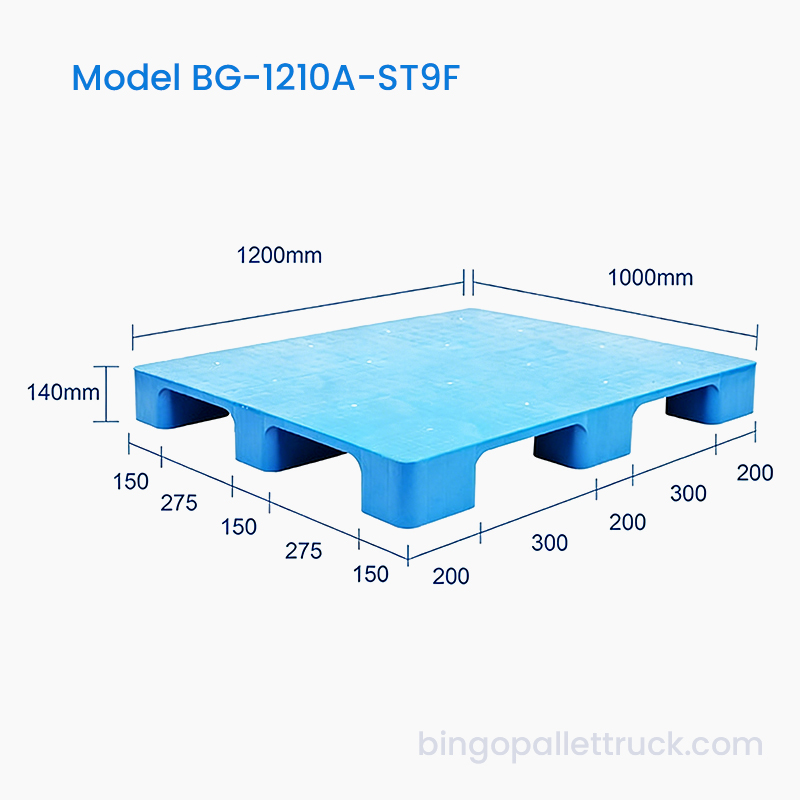 پالت پلاستیکی 9 پایه جامد 1200x1000mm برای استفاده مکرر از حمل و نقل