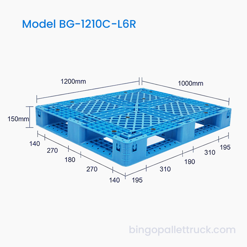 پالت پلاستیکی Six Runner 1200x1000mm سازگار با لیفتراک