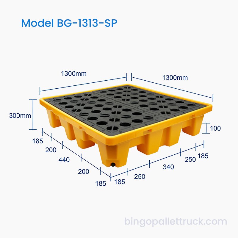 پالت نشت ضد نشت 1300x1300mm برای 4 درام