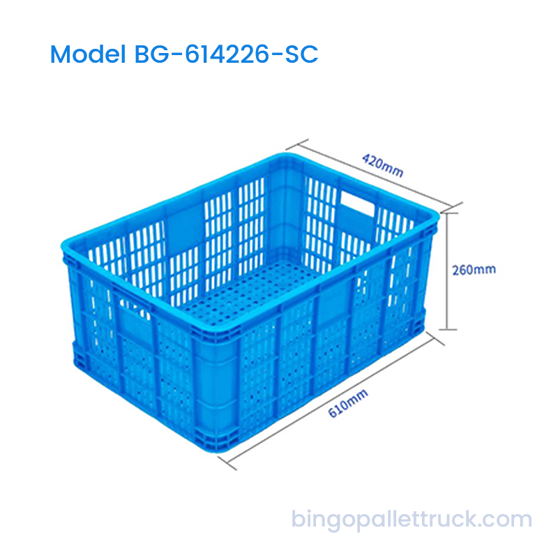 سبد HDPE جعبه پلاستیکی انباشته 56 لیتری برای توزیع محصولات در بازار عمده فروشی
