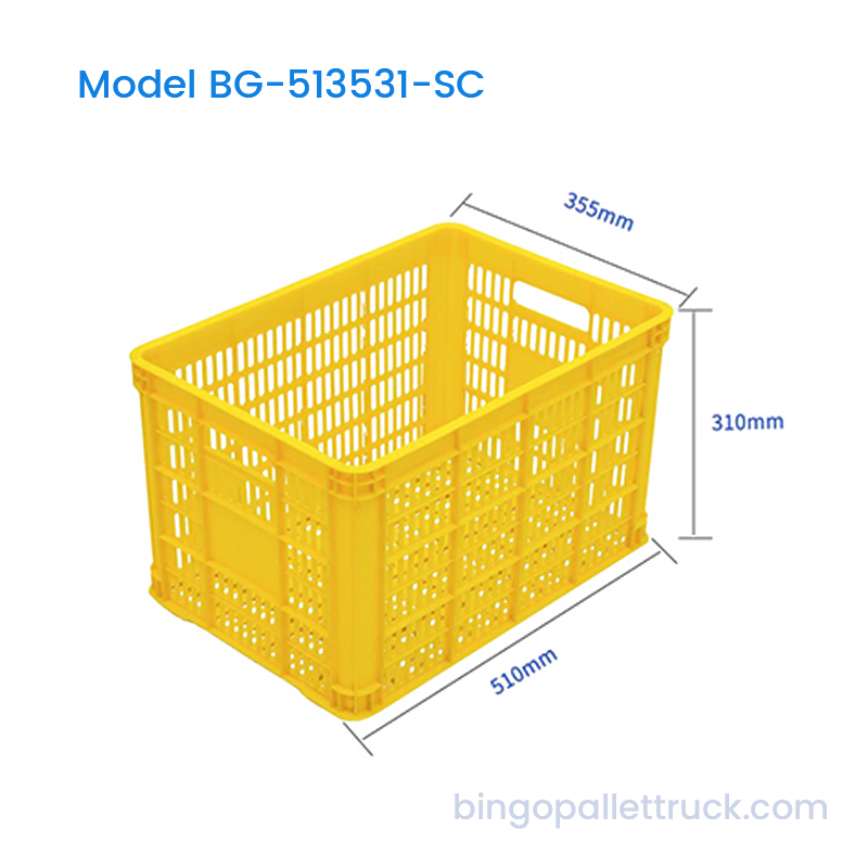 جعبه HDPE 47 لیتری با سوراخ های شبکه برای تهویه آسان