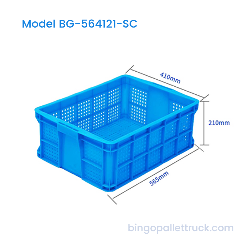 جعبه HDPE روی هم 38 لیتری با سوراخ های گرد برای میوه ها و سبزیجات