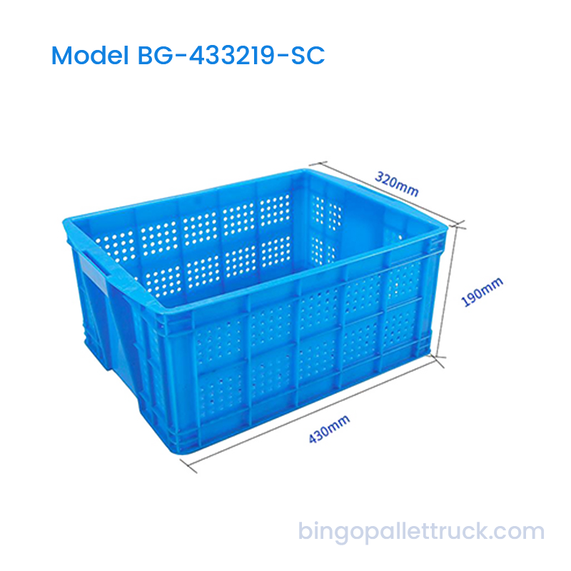 جعبه پلاستیکی قابل انباشته شدن 22 لیتر HDPE با ساختار سوراخ گرد تقویت شده
